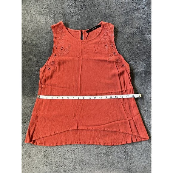 Fun 2 Fun Stitch Fix Orange Floral Detailed 100% Rayon Sleeveless Blouse Large - Picture 8 of 9